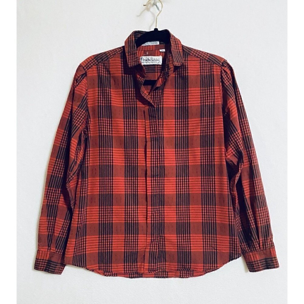Diane Von Furstenberg DVF Womens 10 Long Sleeve Plaid Button Up Top Classic